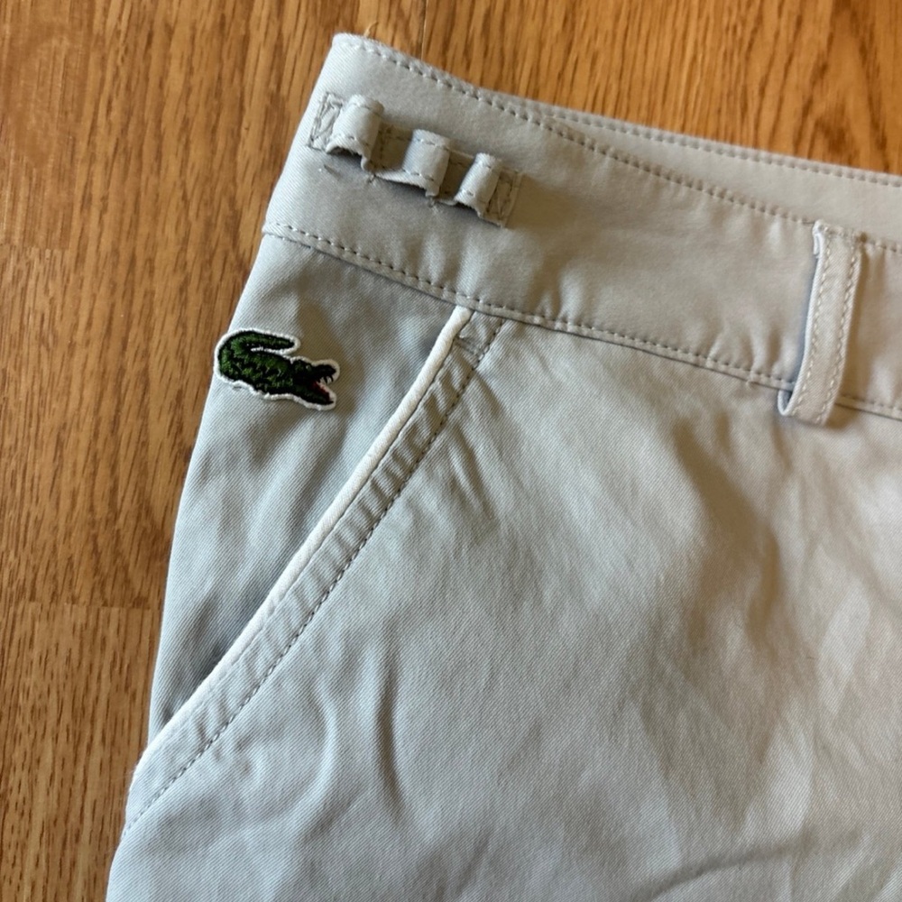 Lacoste Tan Flat Front Shorts Lightweight Cotton Blend - Picture 2 of 6